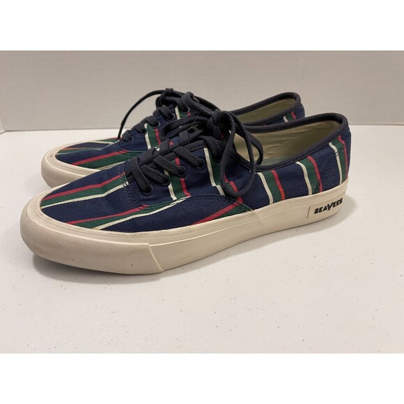SeaVees for J Crew Women's Legend Sneaker Shoes Navy Blue Red Green Size 8.5 - Picture 3 of 10